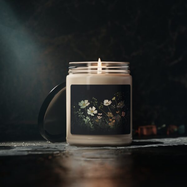 Cosmos Flowers Candle Gift for Her October Birth Month Flower 9oz. Scented Soy Candle Gift Whimsical Dark Floral Room Home Decor Candle Gift - Image 5