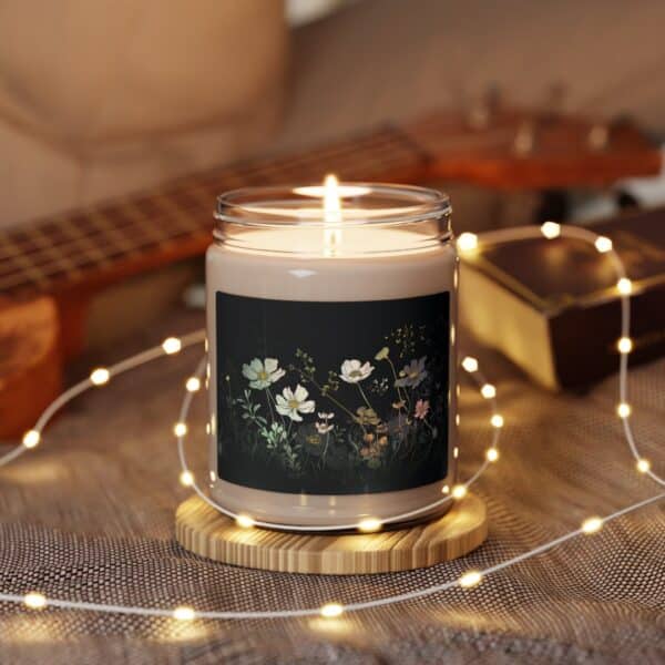 Cosmos Flowers Candle Gift for Her October Birth Month Flower 9oz. Scented Soy Candle Gift Whimsical Dark Floral Room Home Decor Candle Gift