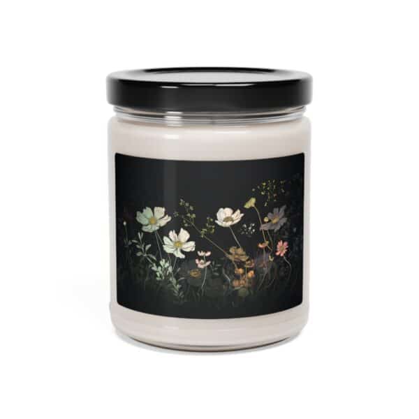 Cosmos Flowers Candle Gift for Her October Birth Month Flower 9oz. Scented Soy Candle Gift Whimsical Dark Floral Room Home Decor Candle Gift - Image 2
