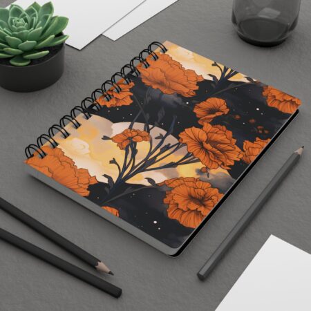 Marigold Soft Cover Journal Gift for Her October Birth Month Flower Dream Diary Gift Magical Moon Marigold Fall Floral Starry Night Sky 5x7"
