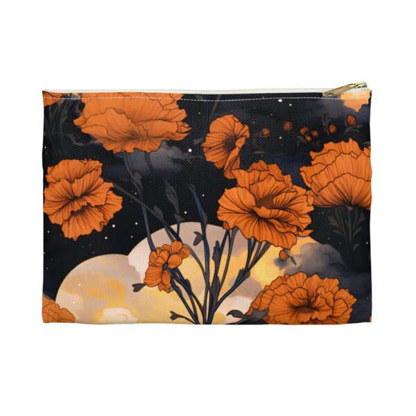 Marigold Cosmetic Pouch Gift for Her October Birth Month Flower Makeup Bag Gift Magical Moons Marigold Fall Floral Travel Accessory Pouch - Image 5