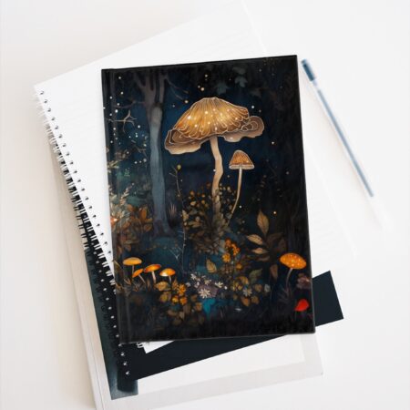 Enchanted Forest Mushrooms Hard Cover Journal Magical Fairy Lights Dream Diary Fall Woodlands Aesthetics Gift Journal Fantasy Mushroom 5"x7"