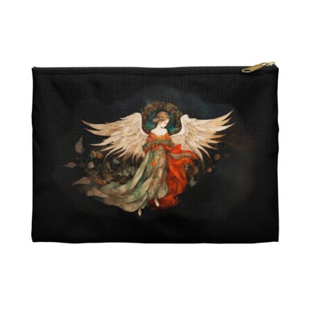 Angel Cosmetic Bag Christmas Angel Travel Accessory Pencil Pouch Angelic Wing Yule Holiday Zipper Pouch Makeup Bag Angel Winter Gift for Her