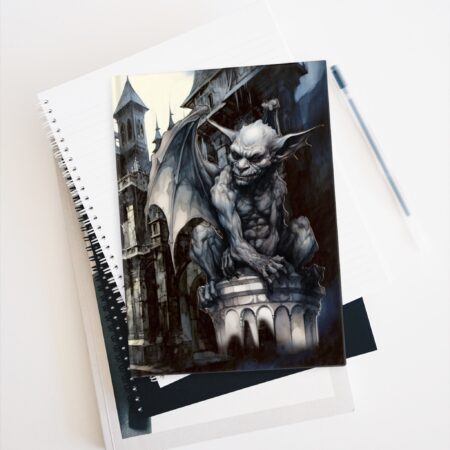 Gargoyle Hard Cover Lined Journal Gift for Halloween Gothic Samhain Dream Diary Fantasy Creature Gargoyle Magical Mythical Spooky Gift 5x7"