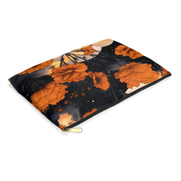 Marigold Cosmetic Pouch Gift for Her October Birth Month Flower Makeup Bag Gift Magical Moons Marigold Fall Floral Travel Accessory Pouch - Image 3