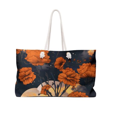 Marigold Weekender Tote Gift October Birth Month Flower Extra Large Travel Tote Magical Moons Marigold Fall Floral Oversized Overnight Bag