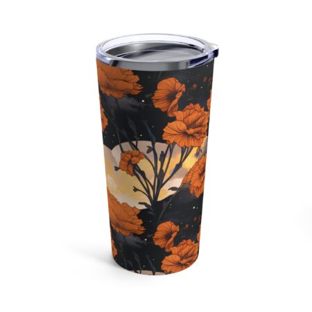 Marigold 20oz Tumbler Gift for Her October Birth Month Flower Halloween Colors Magical Moons Marigolds Dark Floral Fall Gift Travel Tumbler