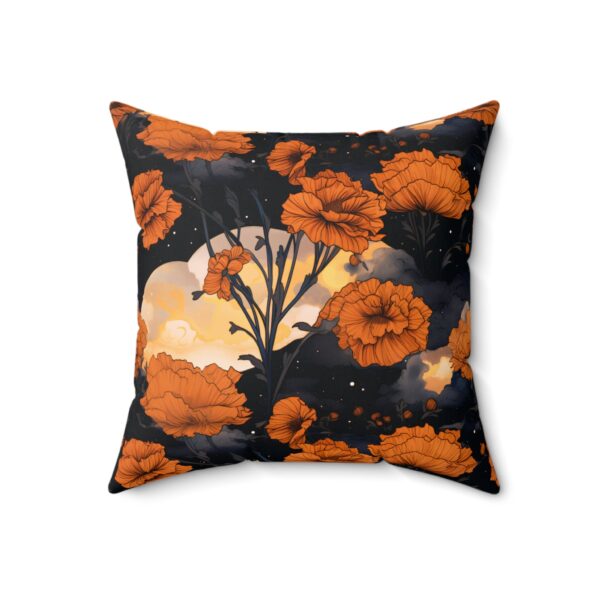 Marigold Throw Pillow Gift for Her October Birth Month Flower Throw Cushion Magical Moons Marigolds Dark Fall Floral Pillow Home Decor Gift - Image 2