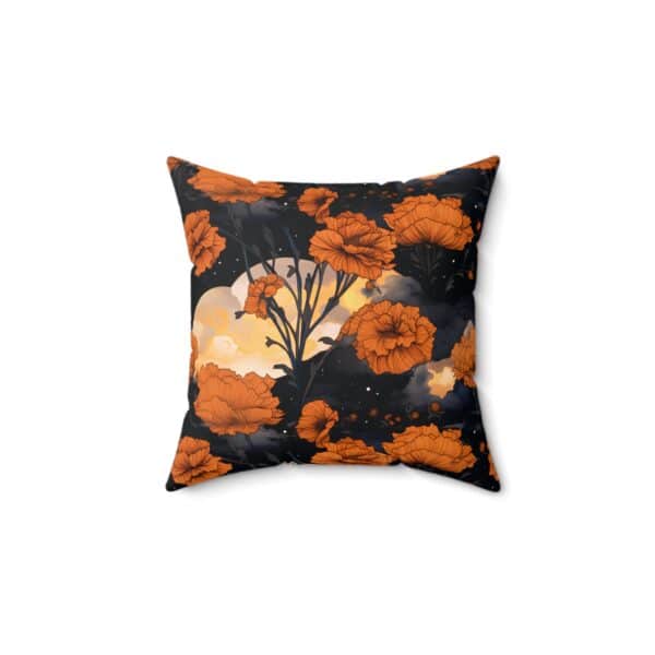 Marigold Throw Pillow Gift for Her October Birth Month Flower Throw Cushion Magical Moons Marigolds Dark Fall Floral Pillow Home Decor Gift - Image 4