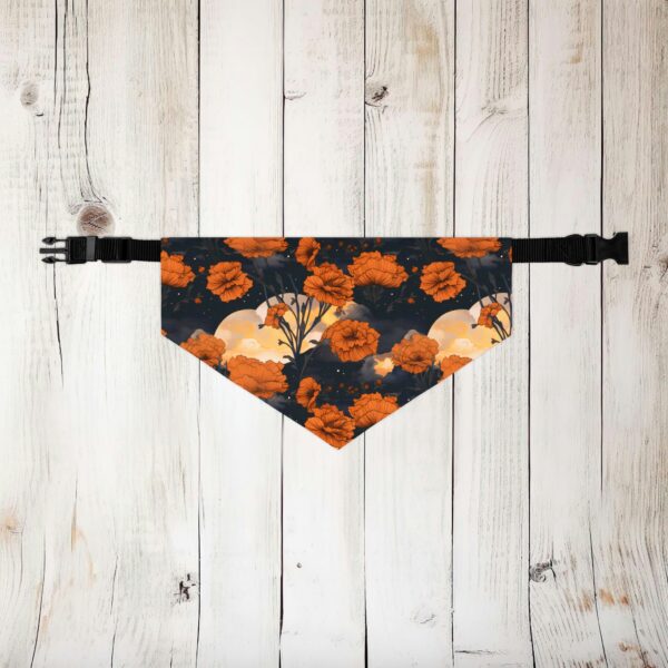 Marigold Dog Bandana Collar October Birth Month Flower Dog Lovers Gift Magical Moons Marigolds Dark Fall Floral Pet Collar Dog Bandana Gift - Image 2