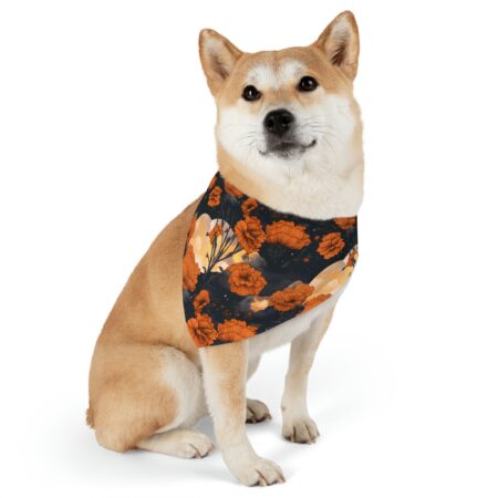 Marigold Dog Bandana Collar October Birth Month Flower Dog Lovers Gift Magical Moons Marigolds Dark Fall Floral Pet Collar Dog Bandana Gift