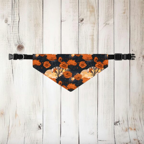 Marigold Dog Bandana Collar October Birth Month Flower Dog Lovers Gift Magical Moons Marigolds Dark Fall Floral Pet Collar Dog Bandana Gift - Image 5