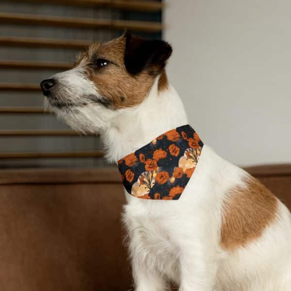 Marigold Dog Bandana Collar October Birth Month Flower Dog Lovers Gift Magical Moons Marigolds Dark Fall Floral Pet Collar Dog Bandana Gift - Image 4