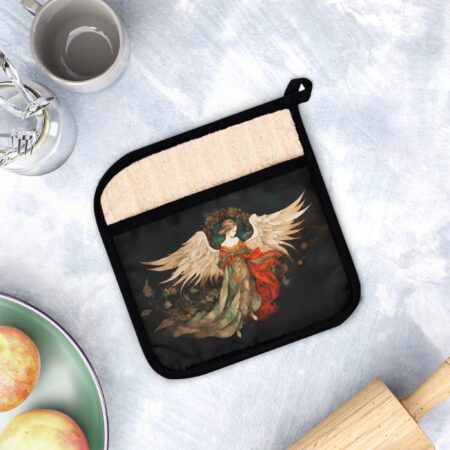 Angel Pot Holder Gift Christmas Angel Kitchen Decor Accent Piece Angelic Wings Yule Holiday Pot Holder Angel Winter Home Dining Decor Gift