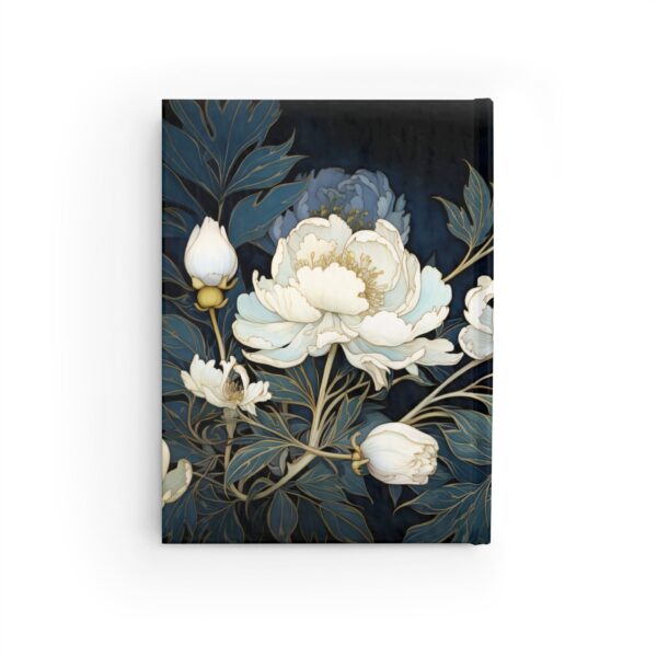 White Peonies Sketchbook Journal Gift for Her Art Deco Peony Flower Dream Diary Gift November Birth Flower Hard Cover Dark Floral Diary 5x7 - Image 3
