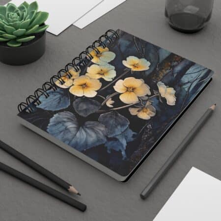 Primrose Birth Flower Soft Cover Journal Gift for Her Dark Floral Dream Diary Gift February Birth Month Flower Spiral Bound Notebook Gift