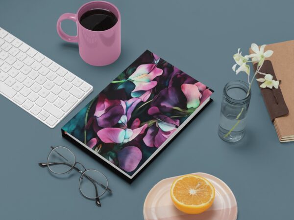Sweet Pea April Flower Hard Cover Notebook Gift for Her Dark Floral Dream Journal Birth Month Flower for April Birthday Spring Journal Diary - Image 9