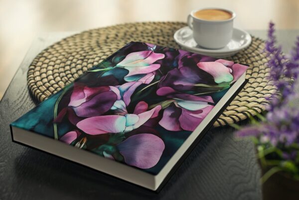 Sweet Pea April Flower Hard Cover Notebook Gift for Her Dark Floral Dream Journal Birth Month Flower for April Birthday Spring Journal Diary - Image 4