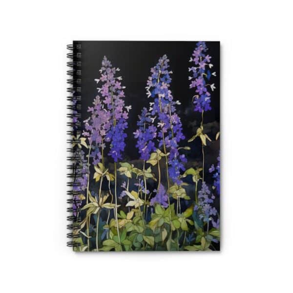 Whimsical Larkspur Spiral Notebook Gift Soft Cover Journal Botanical July Birth Month Flower July Birthday Gift for Her Garden Diary 6"x8" - Image 2