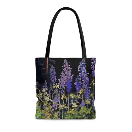 Whimsical Larkspur Tote Bag Gift Botanical July Birth Month Flower July Birthday Travel Tote Gift for Her Flower Garden Lover Beach Tote Bag