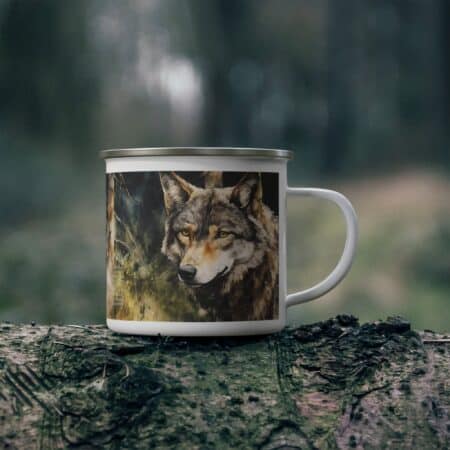 Camping Mug Wolf Spirit Animal Enamel Mug Power Animal Gift 12oz Camp Mug Wolf Animal Totem Gift Wolf Animal Wolf Lover Gift Nature Lover