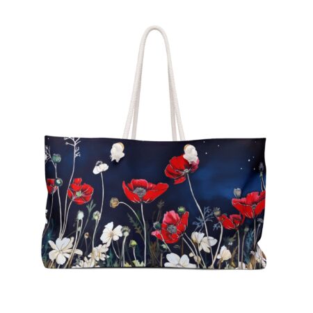 Wildflowers Weekender Bag Gift Red White and Blue 4th of July Floral Large Travel Tote July Birthday Gift July Fourth Colors Beach Bag Gift