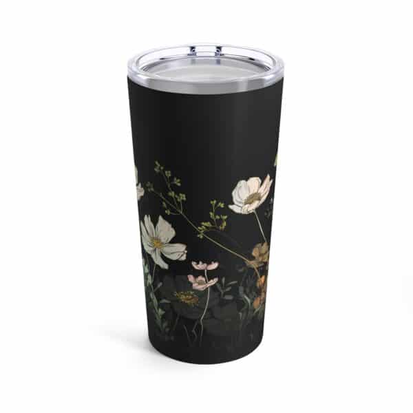 Cosmos Flowers Tumbler Gift for Her October Birth Month Flower 20oz Stainless Steel Tumbler Gift Whimsical Dark Floral Travel Tumbler Gift - Image 2