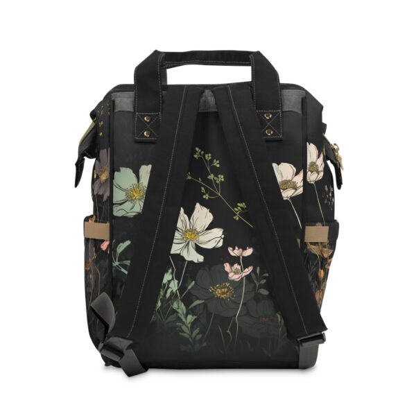 Cosmos Flowers Backpack Gift for Her October Birth Month Flower Overnight Travel Backpack Gift Dark Floral Student Teacher Mom Girl's Gift - Image 2