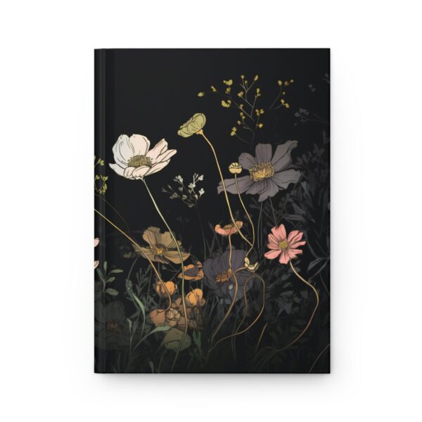 Cosmos Flowers Hard Cover Journal Gift for Her October Birth Flower Dream Diary Gift Dark Floral Birth Month Flower Notebook Journal 6"x8" - Image 2