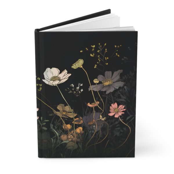 Cosmos Flowers Hard Cover Journal Gift for Her October Birth Flower Dream Diary Gift Dark Floral Birth Month Flower Notebook Journal 6"x8" - Image 4