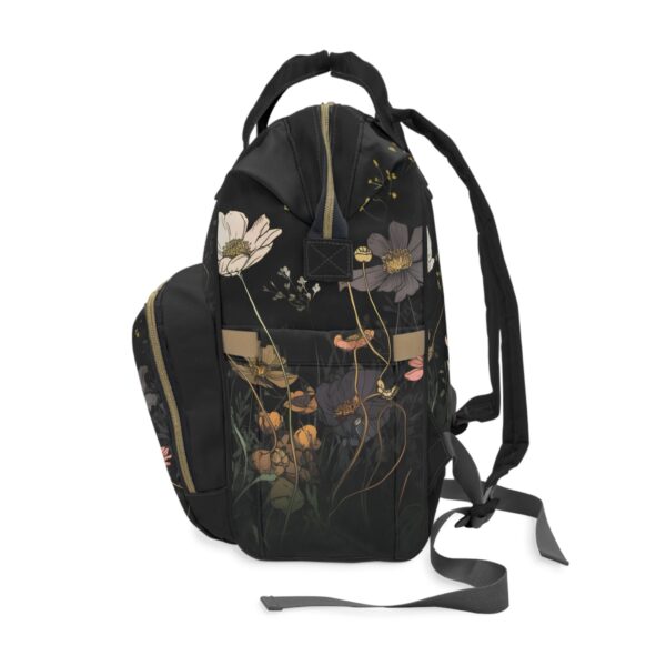 Cosmos Flowers Backpack Gift for Her October Birth Month Flower Overnight Travel Backpack Gift Dark Floral Student Teacher Mom Girl's Gift - Image 3