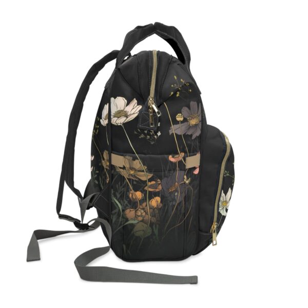 Cosmos Flowers Backpack Gift for Her October Birth Month Flower Overnight Travel Backpack Gift Dark Floral Student Teacher Mom Girl's Gift - Image 4