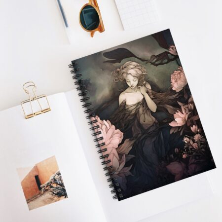 Pink Peony Flower Fairy Notebook Gift for Her November Birth Month Flower Dream Diary Victorian Vintage Fae Floral Birthday Spiral Diary 6x8