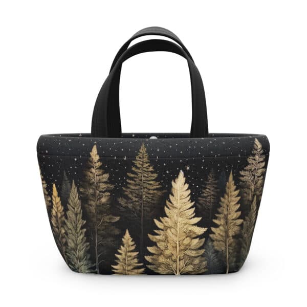 Winter Forest Soft Touch Neoprene Lunch Bag Gift Whimsical Vintage Art Fall Trees Lunch Box Tote Dark Forest Teachers Students Travel Tote - Image 3