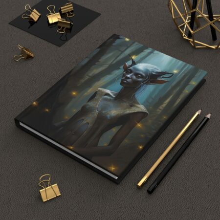 Dark Elf Portrait Dark Academia Hardcover Notebook Magical Diary Dark Elven Forest Fantasy Spiral Lined Hard Cover Journal Fairycore Gift
