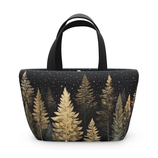 Winter Forest Soft Touch Neoprene Lunch Bag Gift Whimsical Vintage Art Fall Trees Lunch Box Tote Dark Forest Teachers Students Travel Tote - Image 2