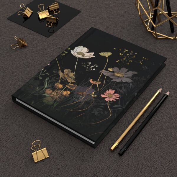 Cosmos Flowers Hard Cover Journal Gift for Her October Birth Flower Dream Diary Gift Dark Floral Birth Month Flower Notebook Journal 6"x8"