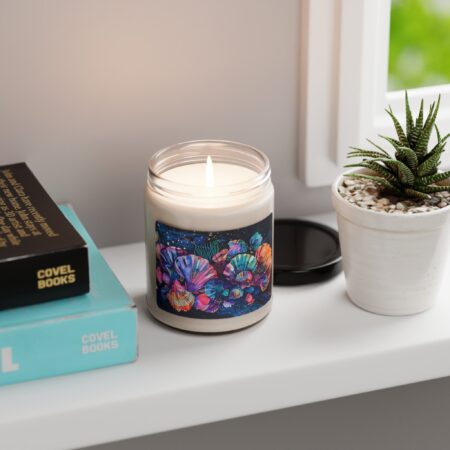 Bright Seashell Candle Whimsical Summer Seashells Scented Soy Candle Gift for Her Watercolor Shells Jar Candle Summer Beach Lovers Candle