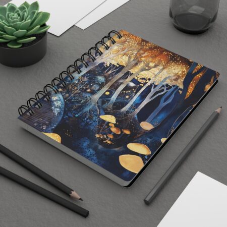 Whimsical Hobbit Woodlands Journal Soft Cover Dream Diary Gift Blue and Gold Enchanted Forest Journal Fantasy Golden Mushrooms Journal 5x7"