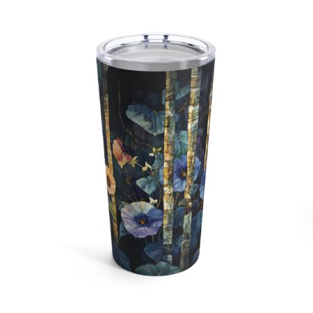 Morning Glory Flowers Tumbler Gift for Her September Birth Flower 20oz. Travel Mug Woodlands Dark Floral Insulated Stainless Steel Tumbler