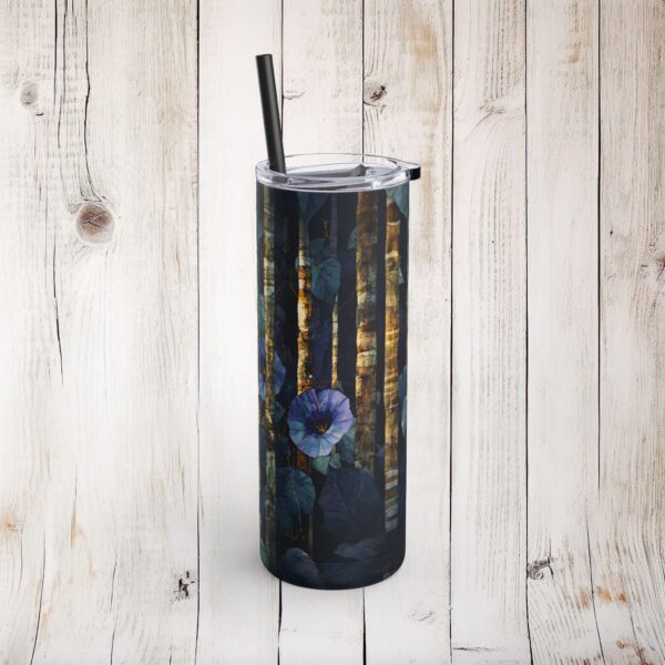 Morning Glory Flowers Skinny Matte Tumbler Gift for Her September Birth Month Flower 20oz Travel Tumbler Woodlands Floral Stainless Mug - Image 5