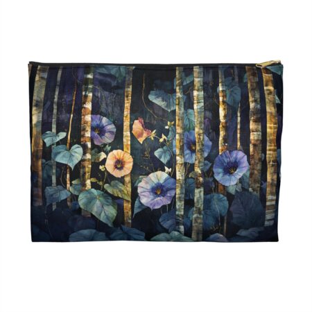 Morning Glory Flowers Cosmetic Pouch Gift for Her September Birth Month Flower Accessory Travel Pouch Woodlands Floral Zipper Pouch Gift Bag