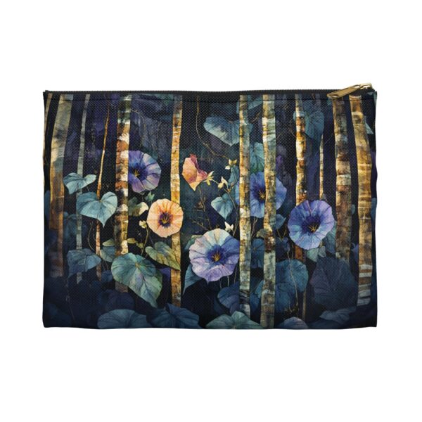 Morning Glory Flowers Cosmetic Pouch Gift for Her September Birth Month Flower Accessory Travel Pouch Woodlands Floral Zipper Pouch Gift Bag - Image 7