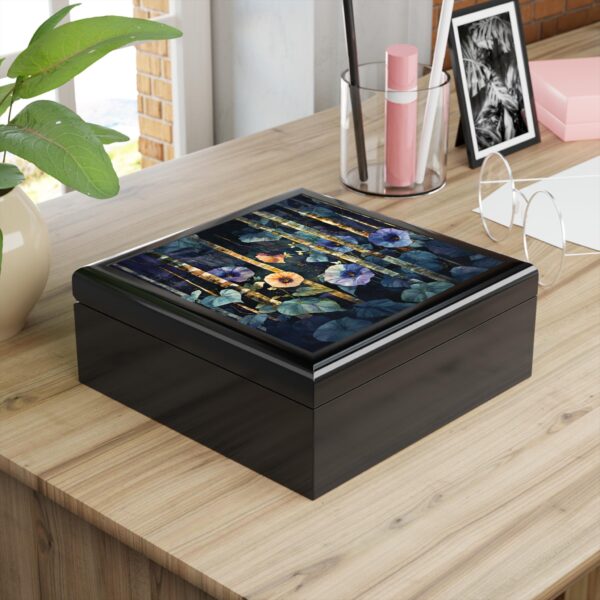 Morning Glory Flowers Jewelry Box Gift for Her September Birth Month Flower Women's Keepsake Box Gift Woodlands Dark Floral Jewelry Box Gift - Image 2