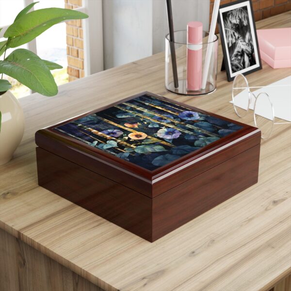 Morning Glory Flowers Jewelry Box Gift for Her September Birth Month Flower Women's Keepsake Box Gift Woodlands Dark Floral Jewelry Box Gift - Image 7