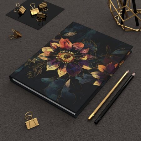 Dark Aster Journal Gift for Her Art Deco Dark Floral Aster Flowers Dream Diary Gift September Birth Month Flower Blank Lined Diary Gift 6x8"