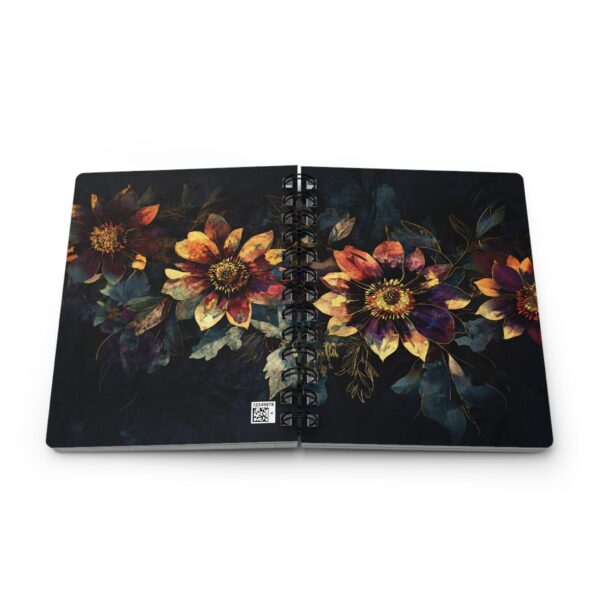 Dark Aster Soft Cover Journal Gift for Her Art Deco Dark Floral Aster Flowers Dream Diary Gift September Birth Month Flower Spiral Bound 5x7 - Image 4