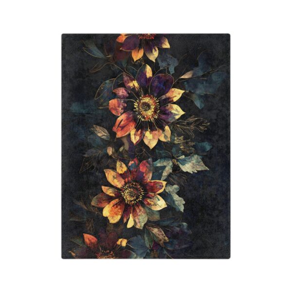 Aster Floral Velveteen Microfiber Throw Blanket Home Decor Gift September Birth Month Flower Dark Floral Decorative Throw Cozy Soft Blanket - Image 2
