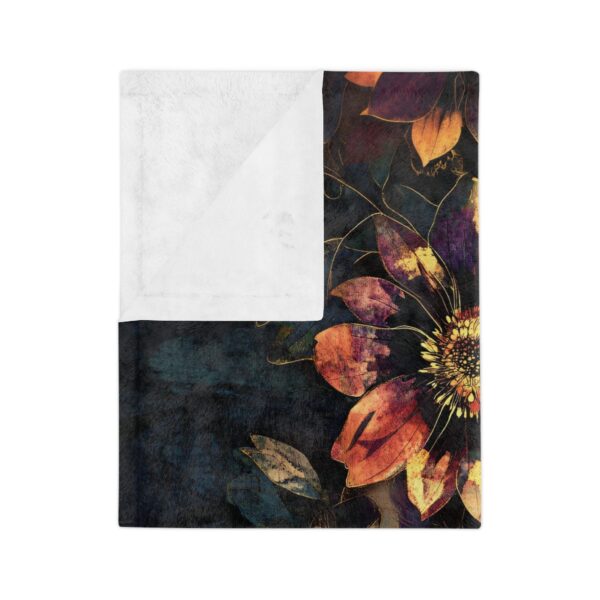 Aster Floral Velveteen Microfiber Throw Blanket Home Decor Gift September Birth Month Flower Dark Floral Decorative Throw Cozy Soft Blanket - Image 3