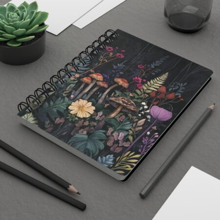 Fantasy Mushroom Garden Soft Cover Journal Gift for Her Enchanted Forest Dream Diary Dark Floral Woodlands Aesthetic Mushroom Journal 5x7"